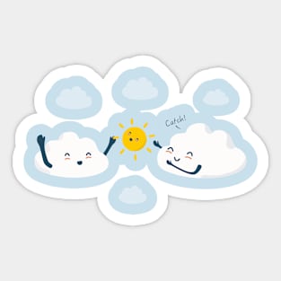 Sun and Clouds Kawaii Style Sticker